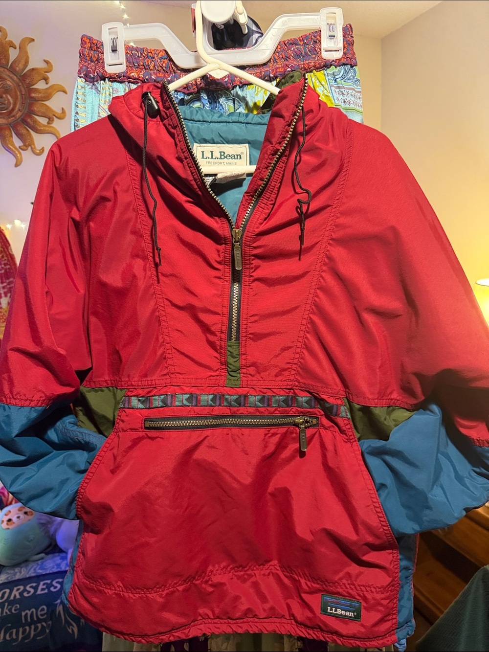 L.L. Bean Red, Blue & Olive Pullover Ski Jacket